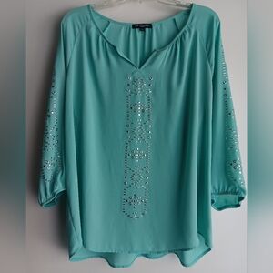 Notations Turquoise Studded Blouse